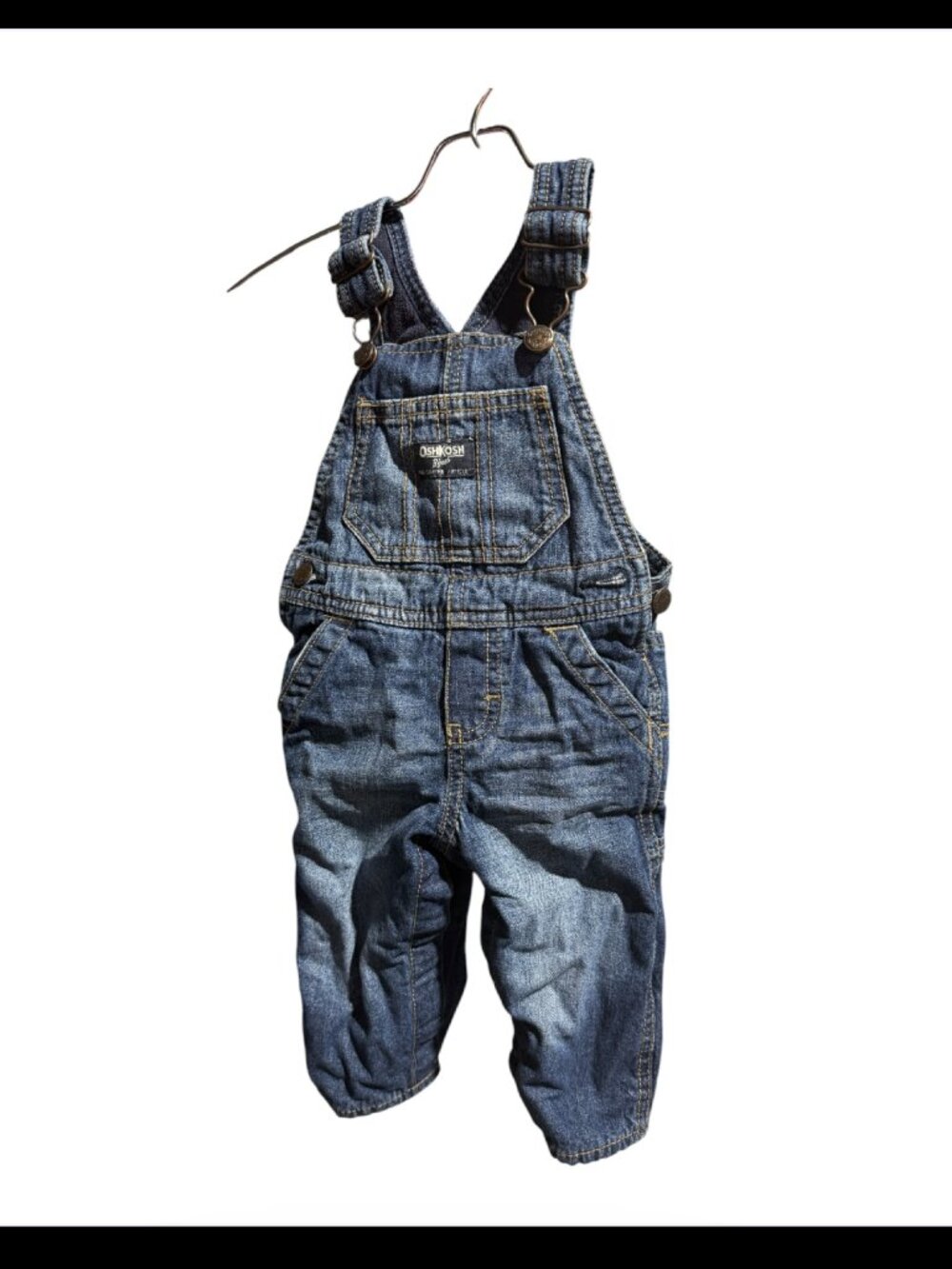OshKosh B'gosh Baby Denim Overalls 9M Dark Wash‎ Fleece Lined